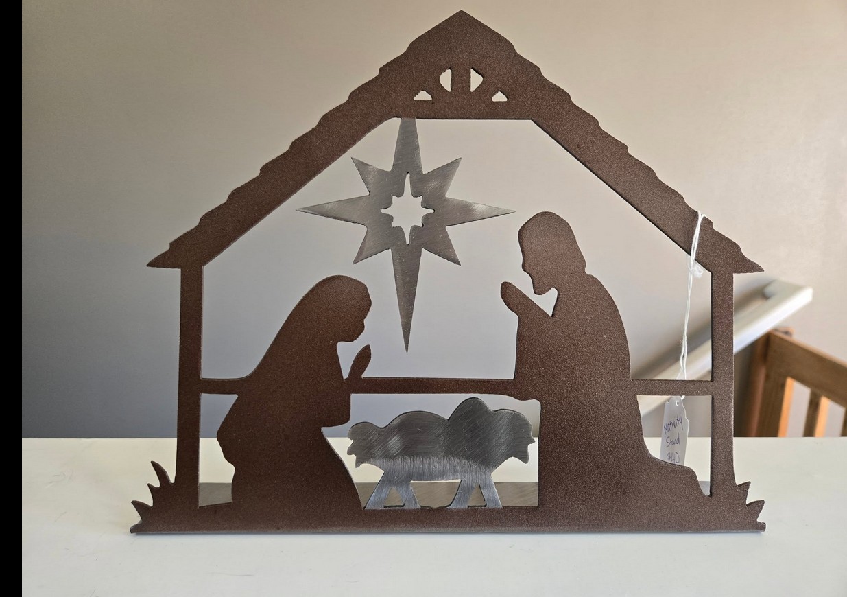 Metal nativity scene